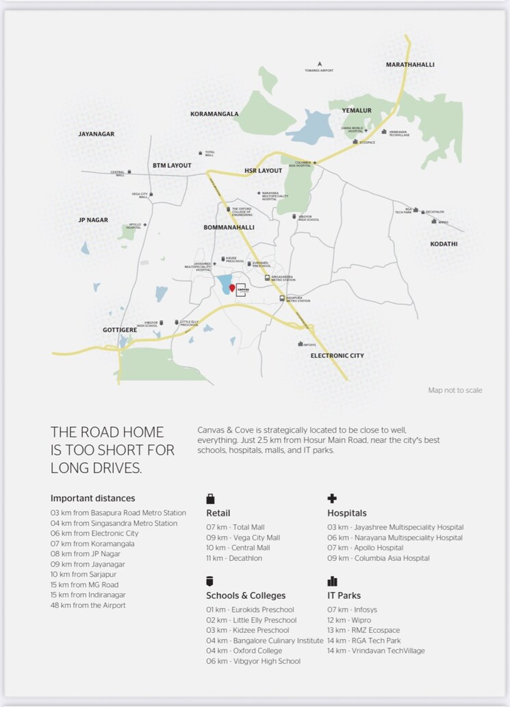 Map Location, assetz-canvas-and-cove 2 Bedroom 969 Sq.Ft. Apartment In Hosur Road Bangalore 9705439