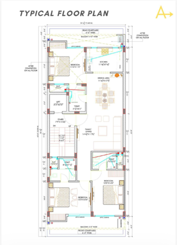 Floor Plan in 3 BHK Builder Floor at BPTP Park Central, Sector 85 – for Sale