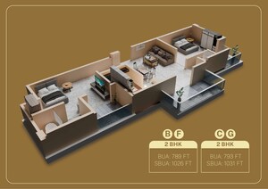 Floor Plan in 1 BHK Apartment at Milan Nagar – for Sale
