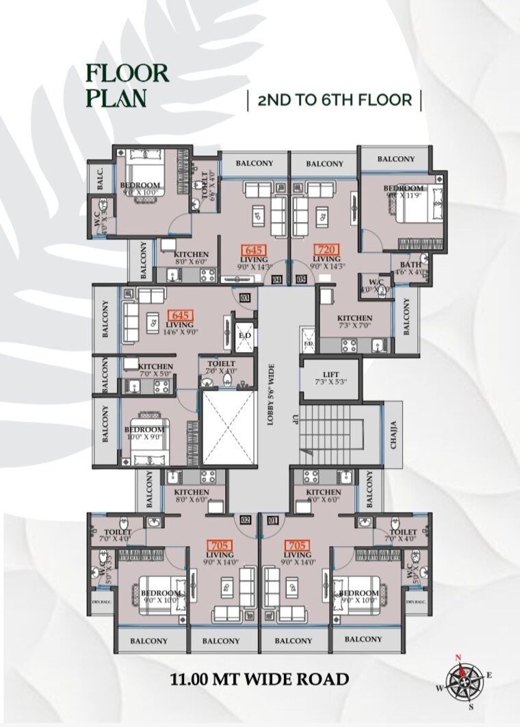 Floor Plan, an-blueberry 3 Bedroom 1100 Sq.Ft. Apartment In Ulwe Sector 25a Navi Mumbai 9707212