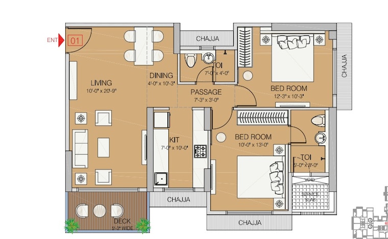 Floor Plan, charkop sector 4 2 Bedroom 816 Sq.Ft. Builder Floor In Charkop Sector 4 Mumbai 9708387