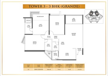Floor Plan in 3 BHK Apartment at Pride Purple Park Titan, Hinjewadi – for Sale