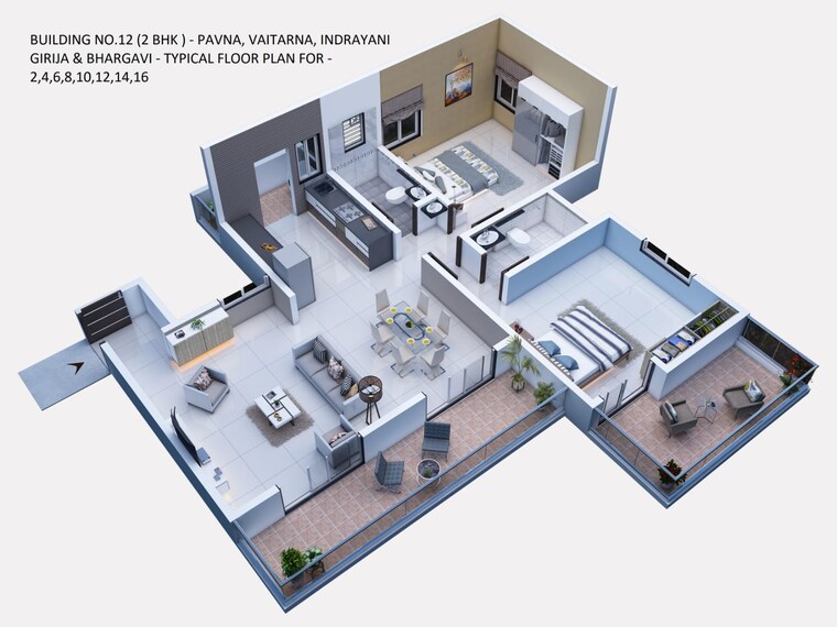 Floor Plan, wardha rd 2 Bedroom 1400 Sq.Ft. Apartment In Wardha rd Nagpur 9712305