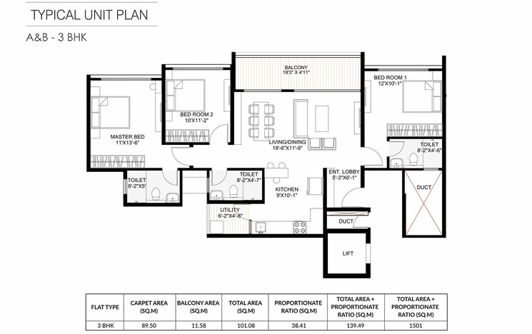 Floor Plan, gagan-avencia 2 Bedroom 828 Sq.Ft. Apartment In Kharadi Pune 9712460