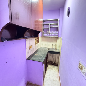 Kitchen in 1 BHK Builder Floor at Khirki Extension – for Rent