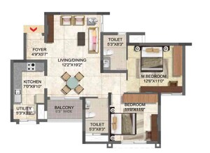 Floor Plan in 2 BHK Apartment at Prestige Boulevard, Whitefield – for Sale