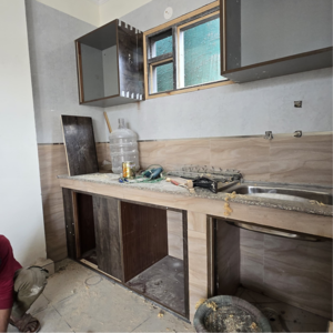 Kitchen in 1 RK Builder Floor at Palm Residency Chhatarpur, Rajpur Khurd Extension – for Rent