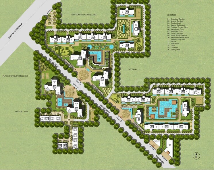 Master Plan, puri-diplomatic-greens-phase-i 3 Bedroom 1700 Sq.Ft. Apartment In Sector 111 Gurgaon 9716176