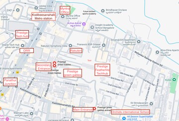 3 BHK Apartment – Map Location View at Prestige Green Gables, Panathur - for Sale