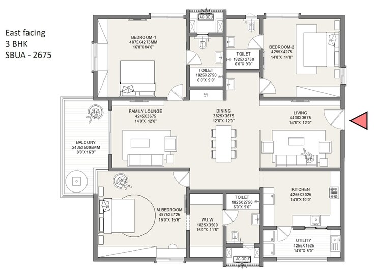 Floor Plan, kollur 3 Bedroom 3675 Sq.Ft. Apartment In Kollur Hyderabad 9719561