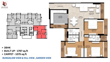 Floor Plan in 3 BHK Apartment at Swastik Emerald Horizons, Cbd Belapur Sector 8a – for Sale