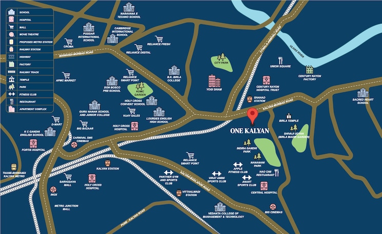 Map Location, ajmera-crosstown-one 2 Bedroom 730 Sq.Ft. Apartment In Kalyan West Thane 9723519