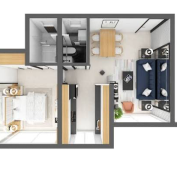 Floor Plan in 2 BHK Apartment at Silver Crest Powai, Tunga Village – for Rent