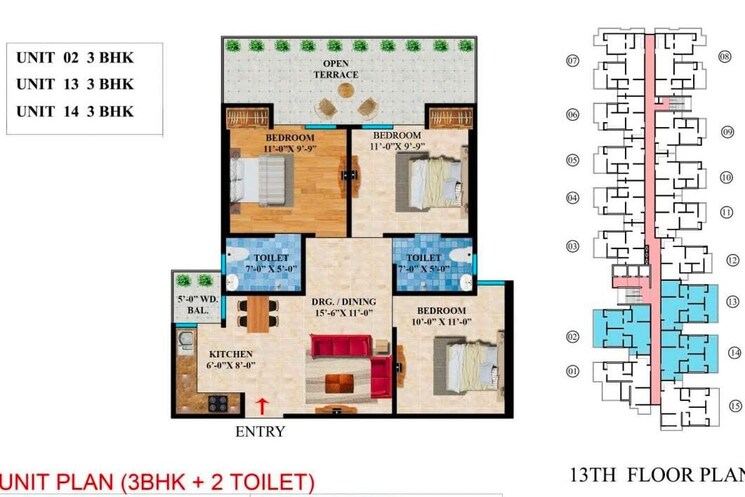 Floor Plan, rockfort-shriram-north-view-apartments 3 Bedroom 1285 Sq.Ft. Apartment In Raj Nagar Extension Ghaziabad 9726016