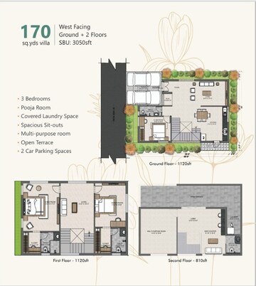 Floor Plan in 3 BHK Villa at Bowrampet – for Sale