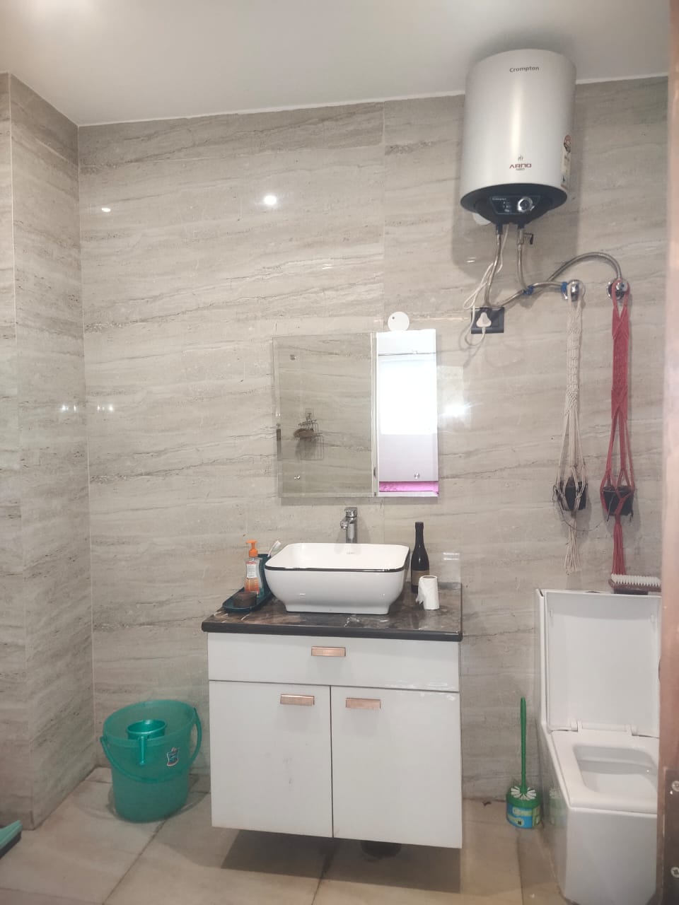 Bathroom in 1 RK Builder Floor at Sushant Lok I – for Rent