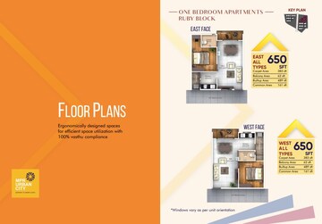 Floor Plan in 1 BHK Apartment at MPR Urban City, Peeranchuruvu – for Sale