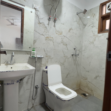 Bathroom in 1 BHK Builder Floor at Chattarpur – for Rent