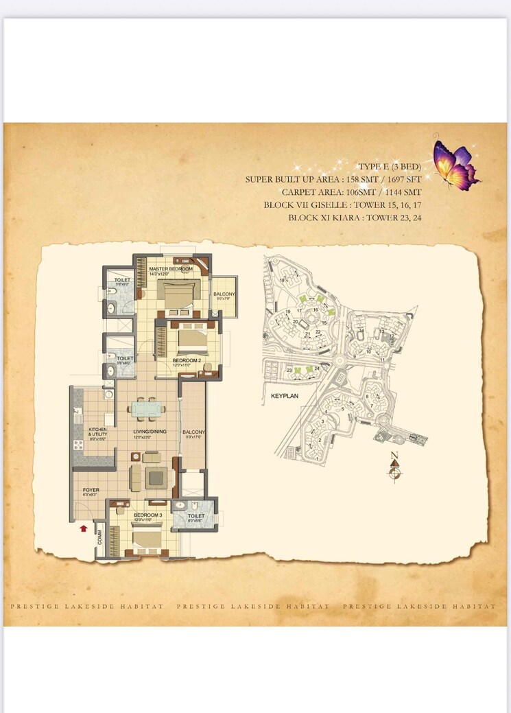 Master Plan, prestige-lakeside-habitat 3 Bedroom 1697 Sq.Ft. Apartment In Varthur Bangalore 9730408