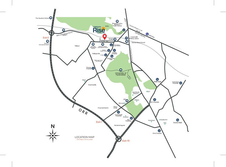 Map Location, tridasa-rise 3 Bedroom 1733 Sq.Ft. Apartment In Nallagandla Hyderabad 9730619