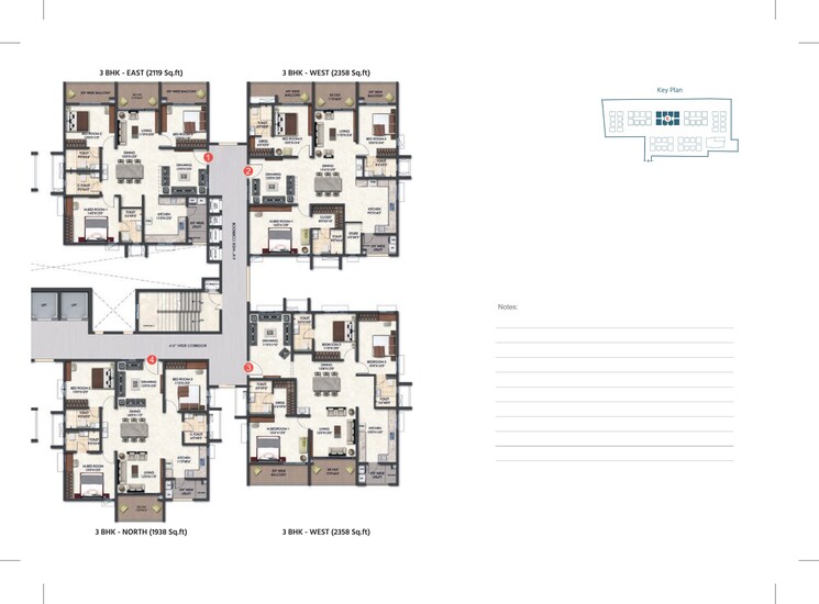 Floor Plan, tridasa-rise 3 Bedroom 1733 Sq.Ft. Apartment In Nallagandla Hyderabad 9730619