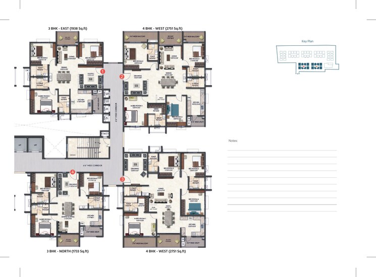 Floor Plan, tridasa-rise 3 Bedroom 1733 Sq.Ft. Apartment In Nallagandla Hyderabad 9730619