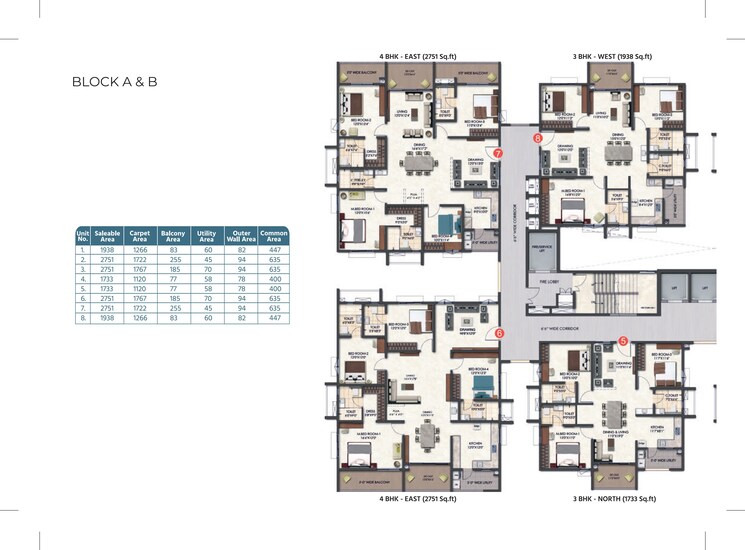 Floor Plan, tridasa-rise 3 Bedroom 1733 Sq.Ft. Apartment In Nallagandla Hyderabad 9730619