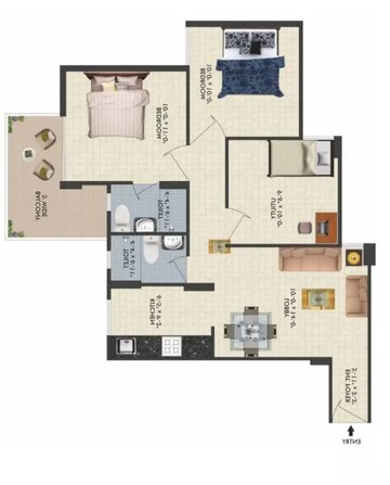 Floor Plan in 3 BHK Apartment at Conscient Habitat Residences, Sector 78 – for Sale