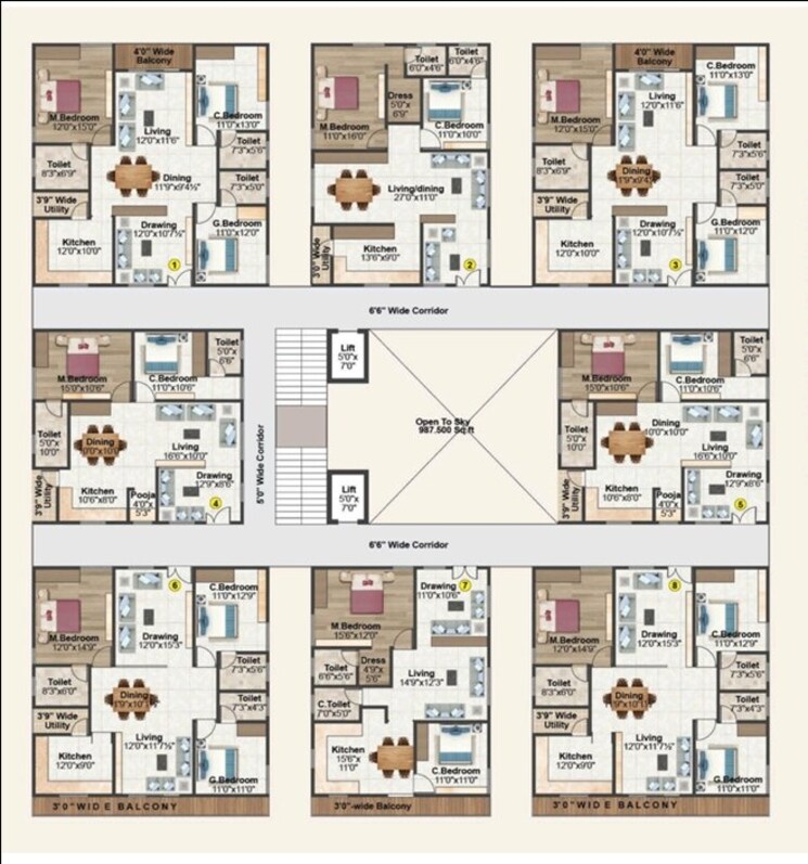 Floor Plan, i-homes-praramb 3 Bedroom 1757 Sq.Ft. Apartment In Adibatla Hyderabad 9733460