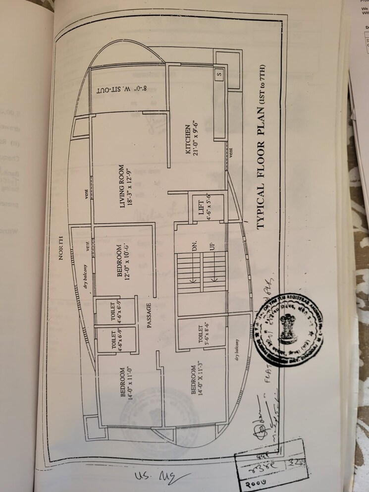 Floor Plan, grand-paradise 3 Bedroom 1400 Sq.Ft. Apartment In Pali Hill Mumbai 9738512