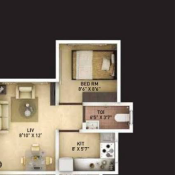 Floor Plan in 2 BHK Apartment at Avant Hillway, Riddhi Gardens – for Rent