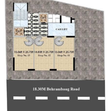 Floor Plan in 1 BHK Apartment at Mass Zainab Heights, Behram Baug – for Rent