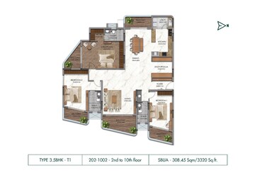Floor Plan in 3 BHK Apartment at Navins Antheia Poetry, Bilekahalli – for Sale