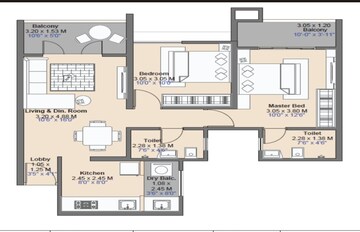 Floor Plan in 2 BHK Apartment at Kharadi – for Sale