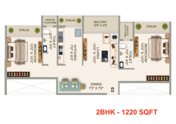 Floor Plan in 2 BHK Apartment at AK Sapphire, Kharghar Sector 34c – for Sale