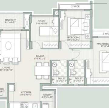 Floor Plan in 3 BHK Apartment at Goyal Orchid Piccadilly, Chokkanahalli – for Rent