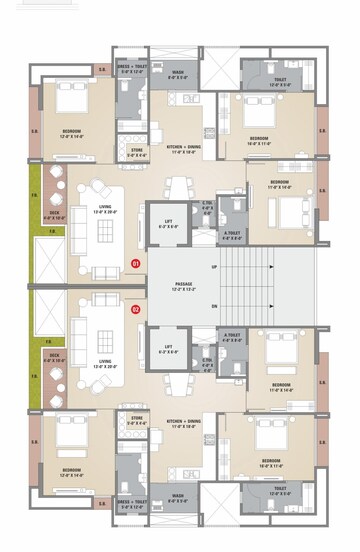 Floor Plan in 4 BHK Apartment at Pal – for Sale