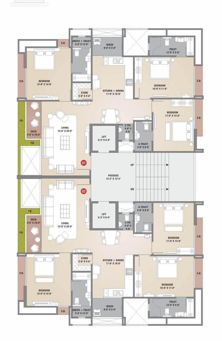 Floor Plan, pal 4 Bedroom 3630 Sq.Ft. Apartment In Pal Surat 9751492