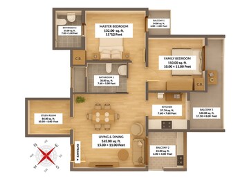 Floor Plan in 2.5 BHK Apartment at Arihant Amber, Sector 1 Greater Noida – for Sale