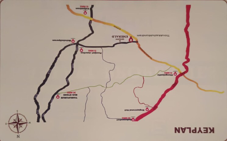 Map Location, city-green  1215 Sq.Yd. Plot In Tirukkalukkunram Chennai 9757018