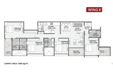 Floor Plan in 3 BHK Apartment at Nibm – for Sale