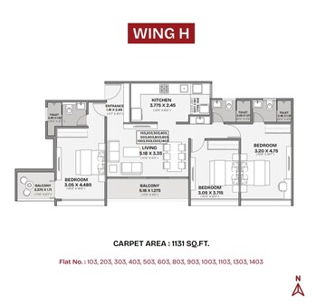 Floor Plan in 3 BHK Apartment at Nibm – for Sale