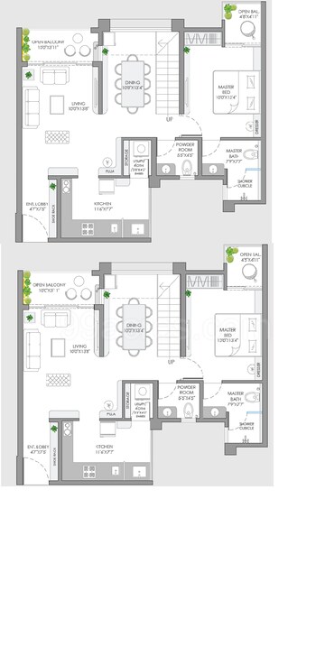 Floor Plan in 3 BHK Apartment at Vilas Javdekar Yashwin Enchante, Kharadi – for Rent