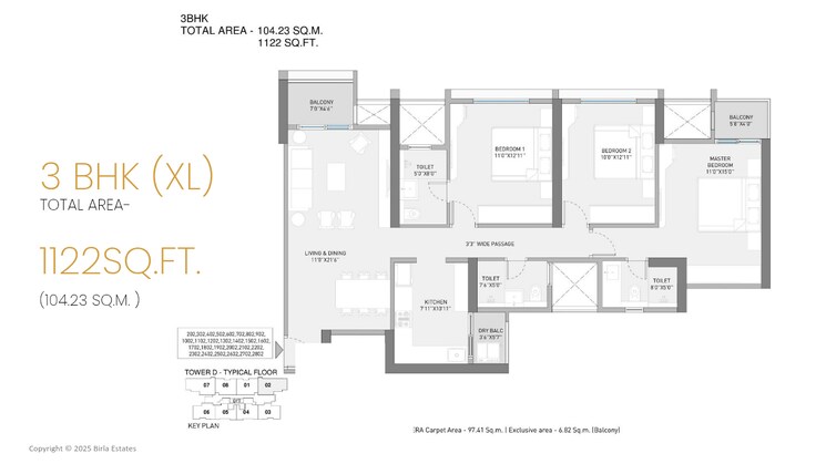 Floor Plan, birla-evam 2 Bedroom 707 Sq.Ft. Apartment In Manjri Budruk Pune 9759029