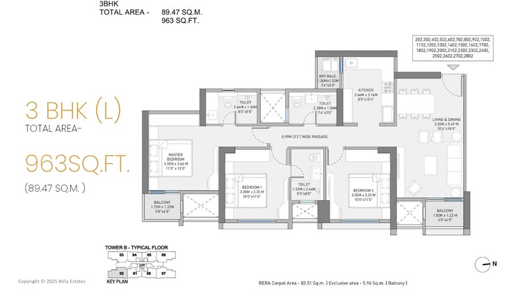 Floor Plan, birla-evam 2 Bedroom 707 Sq.Ft. Apartment In Manjri Budruk Pune 9759029
