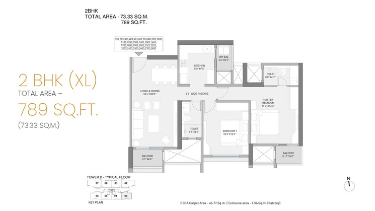 Floor Plan, birla-evam 2 Bedroom 707 Sq.Ft. Apartment In Manjri Budruk Pune 9759029