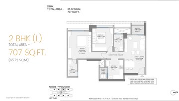 Floor Plan in 2 BHK Apartment at Birla Evam, Manjri Budruk – for Sale