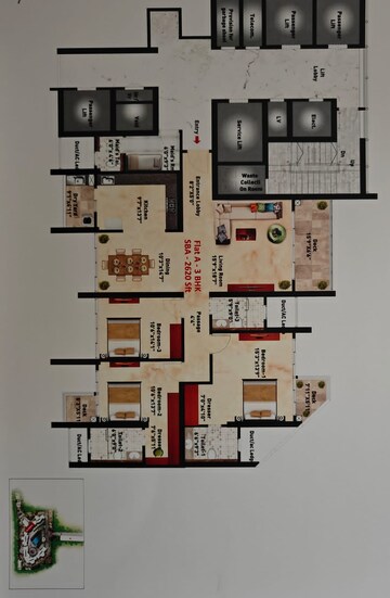 Floor Plan in 3 BHK Apartment at SNN Clermont, Hebbal – for Rent