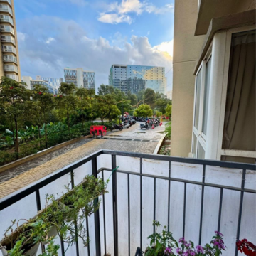 Balcony in 3 BHK Apartment at Bhartiya Nikoo Homes Phase 2, Kannur – for Rent