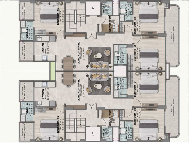 Floor Plan, ganga-kashi-residences 3.5 Bedroom 1610 Sq.Ft. Apartment In Sector 89 Gurgaon 9765160
